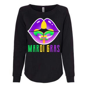 Mardi Gras Party Lips Womens California Wash Sweatshirt