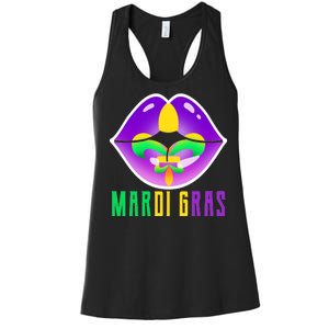 Mardi Gras Party Lips Women's Racerback Tank