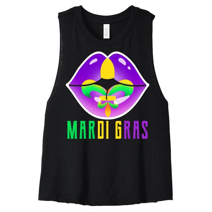 Mardi Gras Party Lips Women's Racerback Cropped Tank