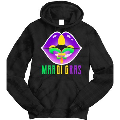 Mardi Gras Party Lips Tie Dye Hoodie