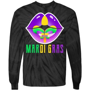 Mardi Gras Party Lips Tie-Dye Long Sleeve Shirt