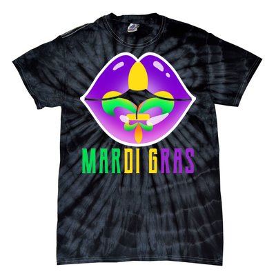 Mardi Gras Party Lips Tie-Dye T-Shirt