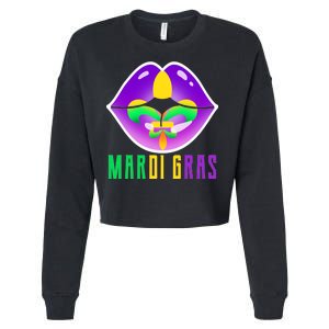 Mardi Gras Party Lips Cropped Pullover Crew