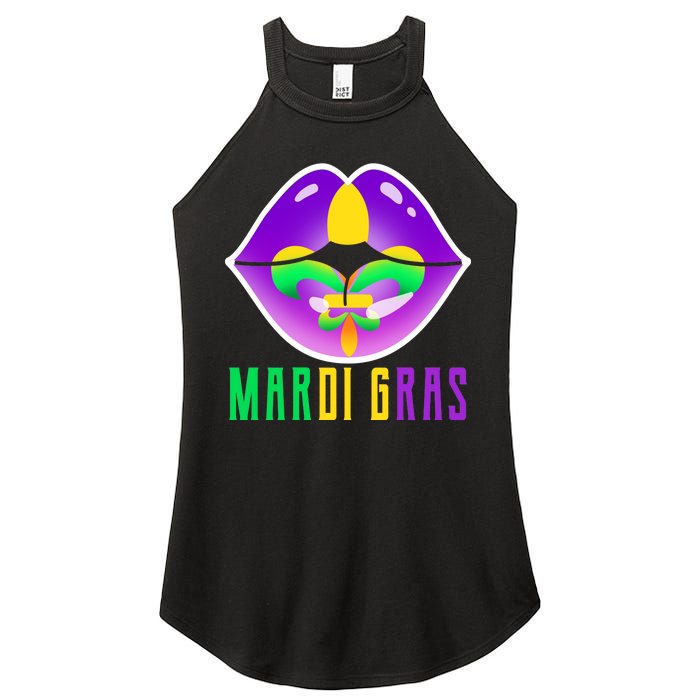 Mardi Gras Party Lips Women's Perfect Tri Rocker Tank