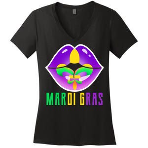 Mardi Gras Party Lips Women's V-Neck T-Shirt