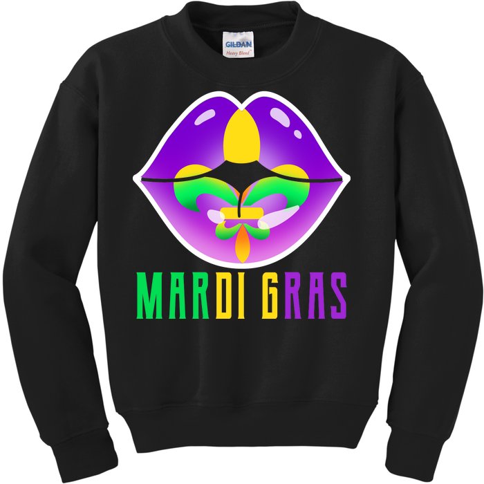 Mardi Gras Party Lips Kids Sweatshirt