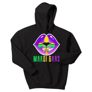 Mardi Gras Party Lips Kids Hoodie