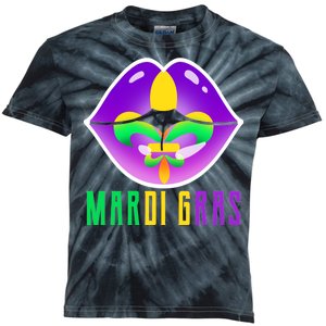 Mardi Gras Party Lips Kids Tie-Dye T-Shirt