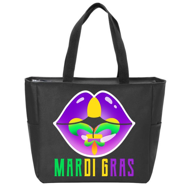 Mardi Gras Party Lips Zip Tote Bag