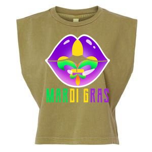 Mardi Gras Party Lips Garment-Dyed Women's Muscle Tee