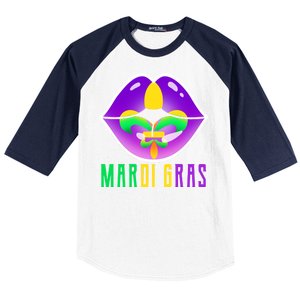 Mardi Gras Party Lips Baseball Sleeve Shirt