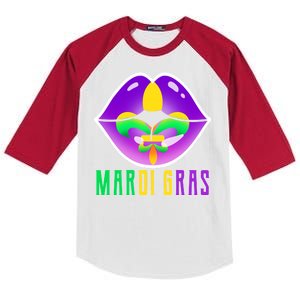 Mardi Gras Party Lips Kids Colorblock Raglan Jersey