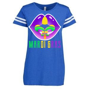 Mardi Gras Party Lips Enza Ladies Jersey Football T-Shirt