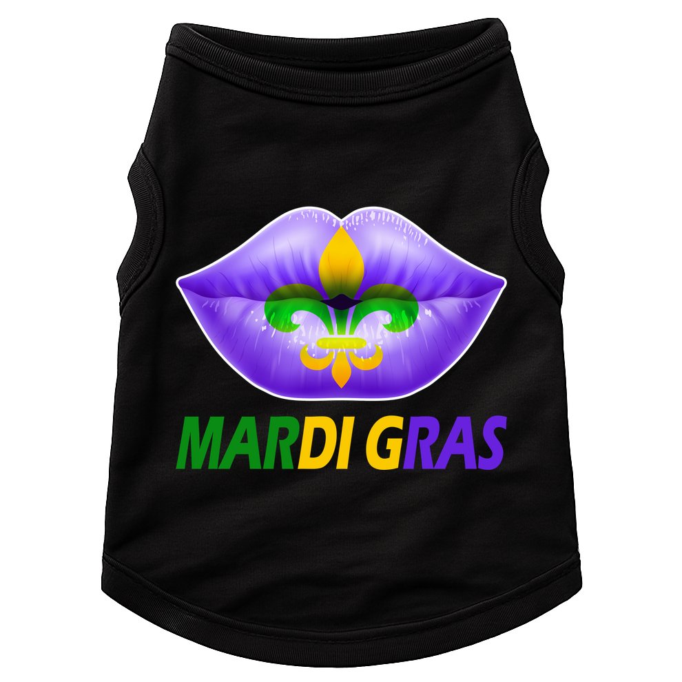 Mardi Gras Party Lips Fleur De Lis Doggie Tank