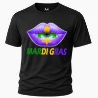 Mardi Gras Party Lips Fleur De Lis Cooling Performance Crew T-Shirt