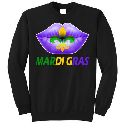 Mardi Gras Party Lips Fleur De Lis Sweatshirt