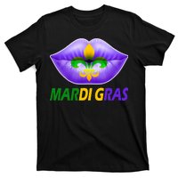 Mardi Gras Party Lips Fleur De Lis T-Shirt