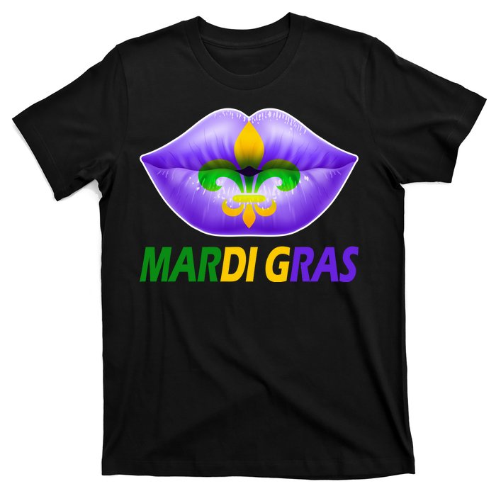 Mardi Gras Party Lips Fleur De Lis T-Shirt