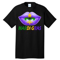 Mardi Gras Party Lips Fleur De Lis Tall T-Shirt