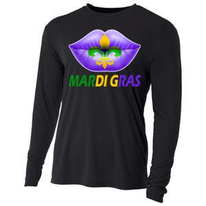 Mardi Gras Party Lips Fleur De Lis Cooling Performance Long Sleeve Crew