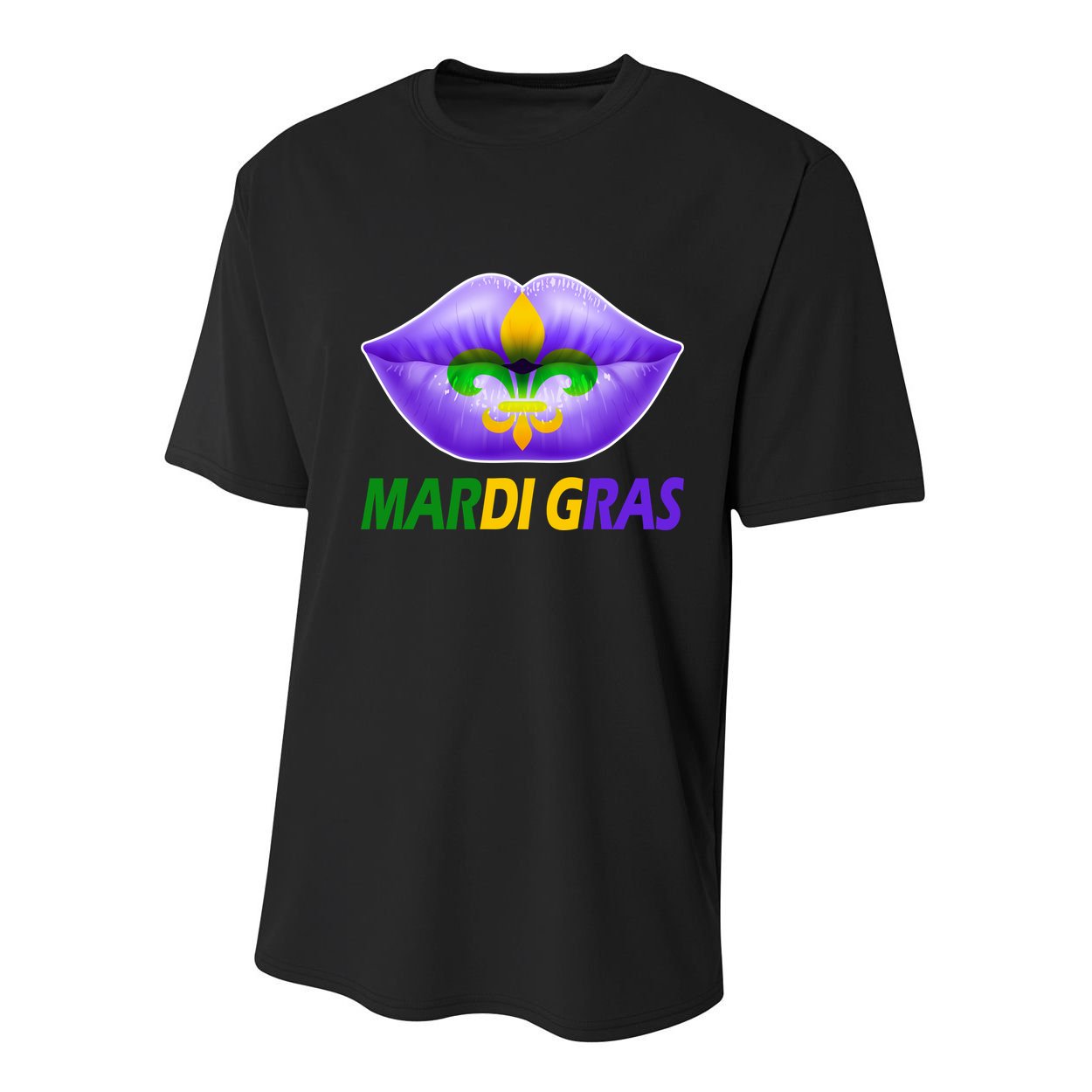 Mardi Gras Party Lips Fleur De Lis Youth Performance Sprint T-Shirt