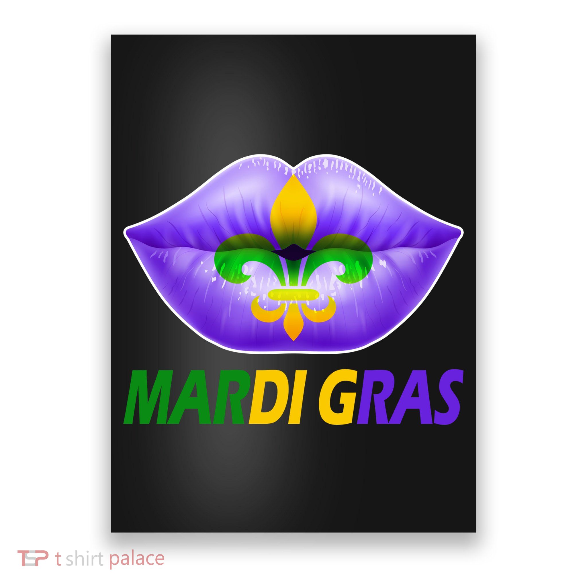 Mardi Gras Party Lips Fleur De Lis Poster