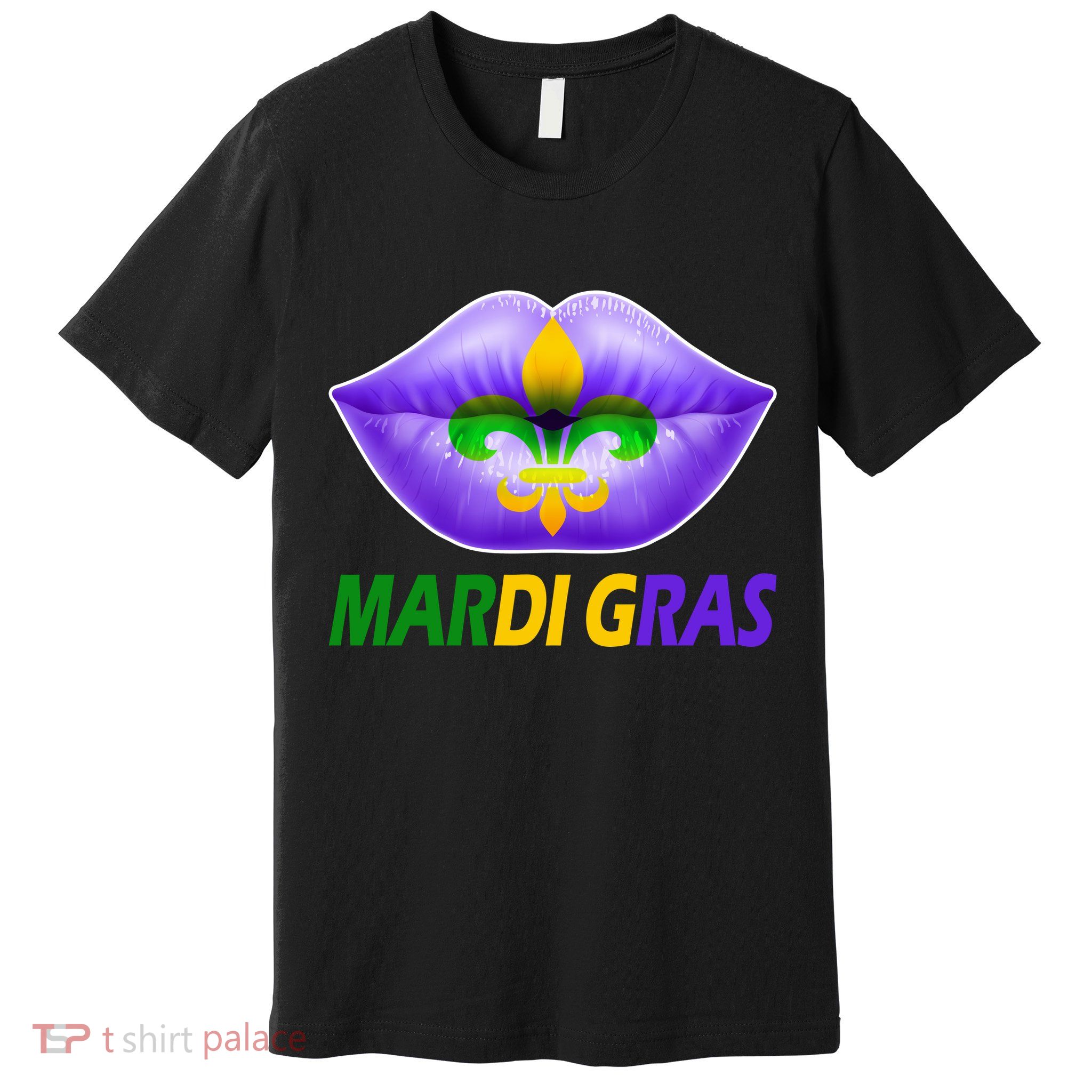 Mardi Gras Party Lips Fleur De Lis Premium T-Shirt