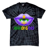 Mardi Gras Party Lips Fleur De Lis Tie-Dye T-Shirt