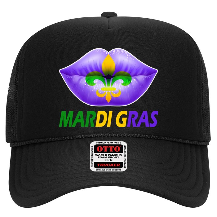 Mardi Gras Party Lips Fleur De Lis Trucker Hat
