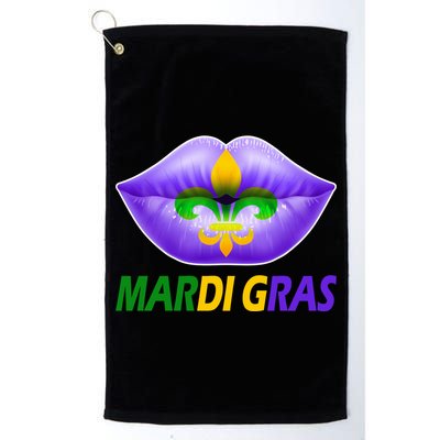Mardi Gras Party Lips Fleur De Lis Golf Towel