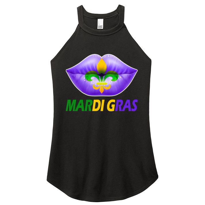 Mardi Gras Party Lips Fleur De Lis Women's Perfect Tri Rocker Tank