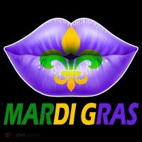 Mardi Gras Party Lips Fleur De Lis Kids T-Shirt