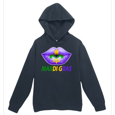 Mardi Gras Party Lips Fleur De Lis Urban Pullover Hoodie