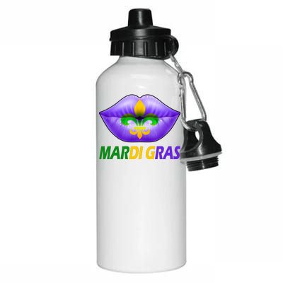 Mardi Gras Party Lips Fleur De Lis Aluminum Water Bottle