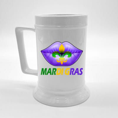 Mardi Gras Party Lips Fleur De Lis Beer Stein