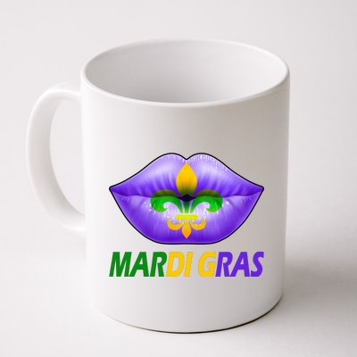 Mardi Gras Party Lips Fleur De Lis Coffee Mug