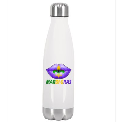 Mardi Gras Party Lips Fleur De Lis Stainless Steel Insulated Water Bottle