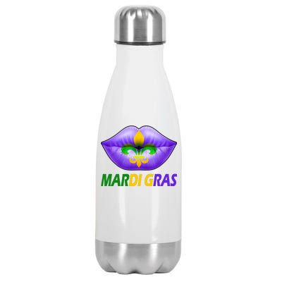 Mardi Gras Party Lips Fleur De Lis Stainless Steel Insulated Water Bottle