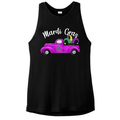 Mardi Gras Party Truck Ladies PosiCharge Tri-Blend Wicking Tank