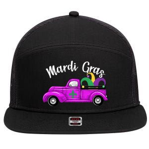 Mardi Gras Party Truck 7 Panel Mesh Trucker Snapback Hat