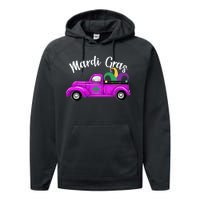 Mardi Gras Party Truck Performance Fleece Hoodie