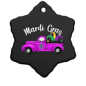 Mardi Gras Party Truck Ceramic Star Ornament