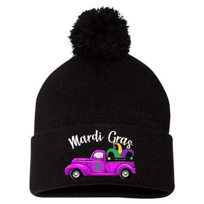 Mardi Gras Party Truck Pom Pom 12in Knit Beanie