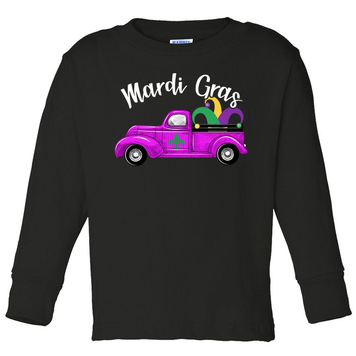 Mardi Gras Party Truck Toddler Long Sleeve Shirt