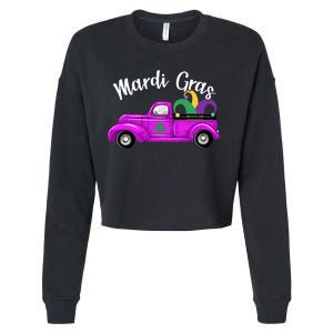 Mardi Gras Party Truck Cropped Pullover Crew