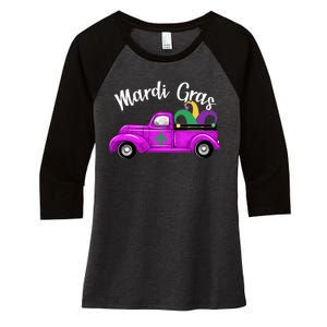 Mardi Gras Party Truck Women's Tri-Blend 3/4-Sleeve Raglan Shirt