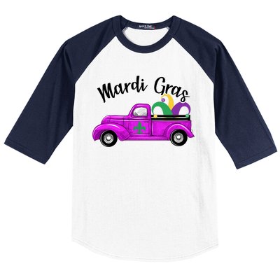 Mardi Gras Party Truck Baseball Sleeve Shirt