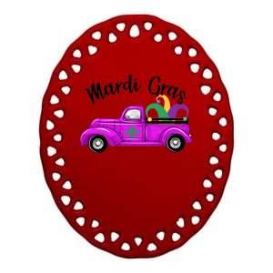 Mardi Gras Party Truck Ceramic Oval Ornament