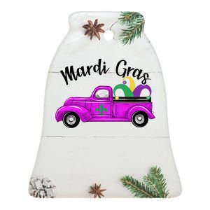 Mardi Gras Party Truck Ceramic Bell Ornament