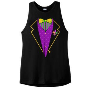 Mardi Gras Party Tux Ladies PosiCharge Tri-Blend Wicking Tank